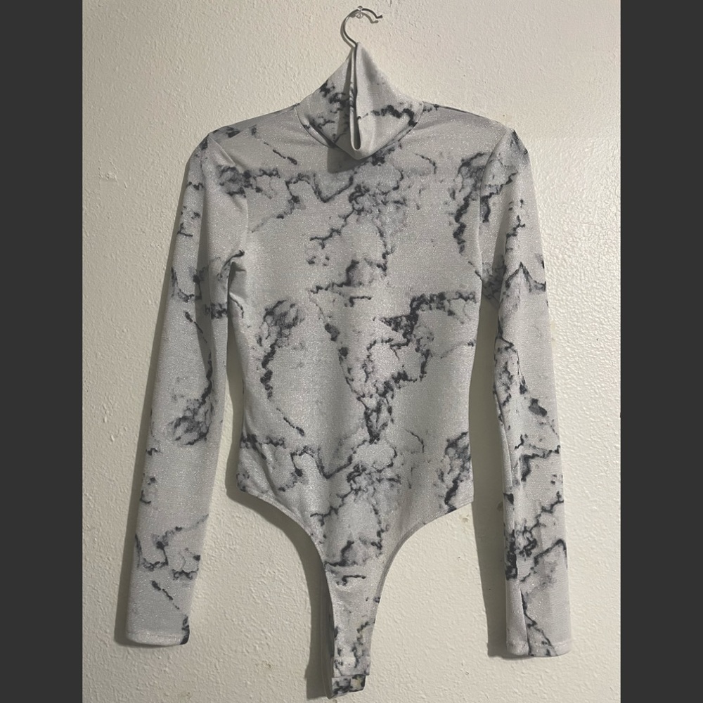 Pitaya Small White Black Marbled Bodysuit